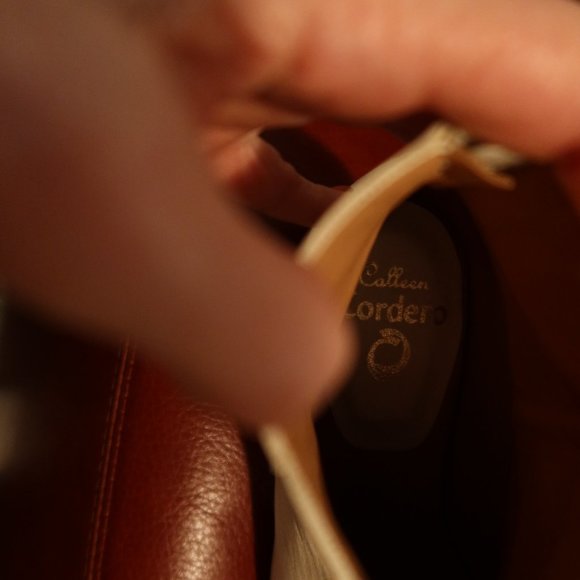 $645 Calleen Cordero Boots off-white/cream leather w brass and nickel studs 7 - Picture 11 of 16